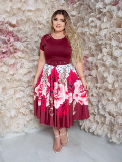 Vestido Midi Marsala Florido - loja online