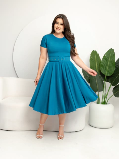 Vestido Midi Azul Petróleo - comprar online