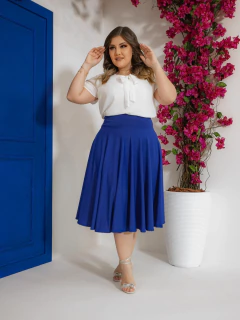 Saia Suplex Azul Bic 360 Graus - Ju Fashion Moda Cristã