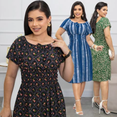 KIT 3 Vestidos Ciganinha Liganete Estampado CORES SORTIDAS