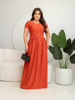 Vestido Longo Terracota - Ju Fashion Moda Cristã