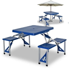 Mesa de Camping com 4 Cadeiras Dobráveis