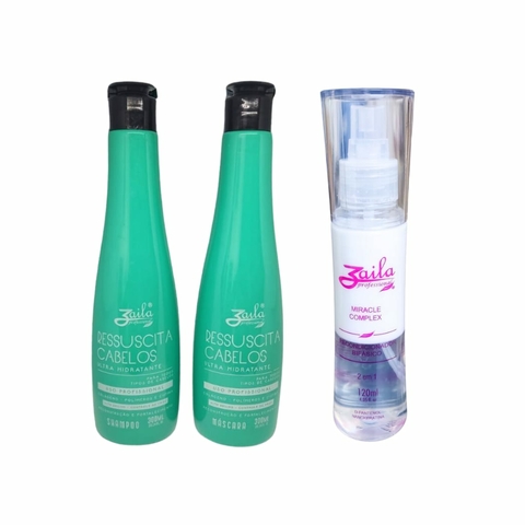 Kit Shampoo Máscara Ressuscita Cabelos + Protetor Térmico Zaila Professional