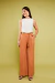 Calça Pantalona Terracota Claro em Viscose com Cinto de Corda - ABOU