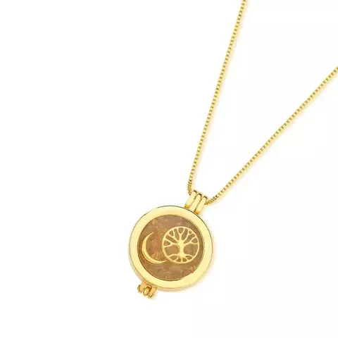 Relicário Prosperidade Banhado a Ouro 18k, Citrino