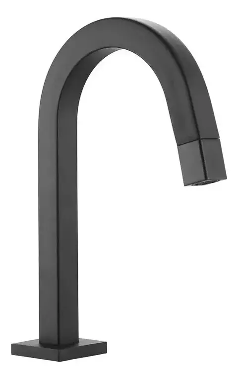 Torneira de mesa para Banheiro Bica Baixa Quadrada Preto Fosco