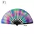 1pc ventilador dobrável de bambu/plástico osso ventilador colorido rave fãs v