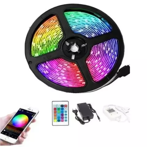 Fita Led Rgb 3528 Rolo 5m Com Controle Econômico