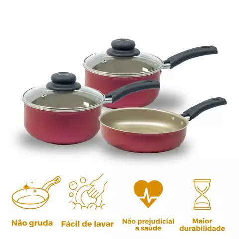 Kit Panelas com Frigideira Premium Antiaderente