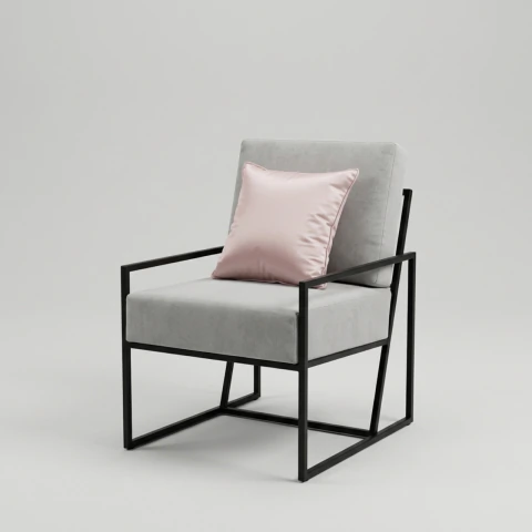 Poltrona Épsilon Moderna con Estructura Metálica | Tela Pet Friendly y Capitoneado Classic