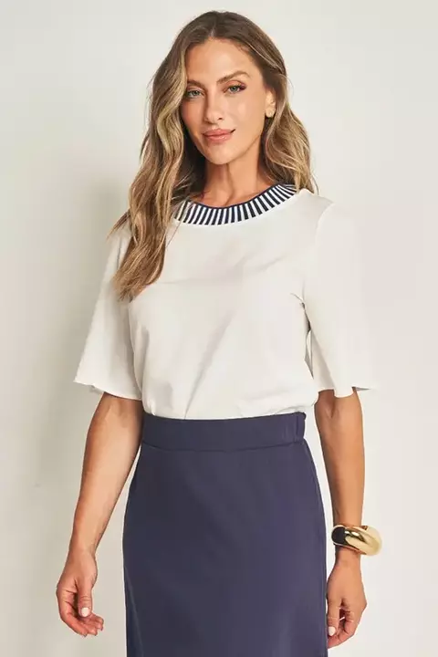 BLUSA VISCOSE GOLA LISTRADA