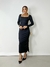 Vestido Feminino Midi em Ribana Manga Longa Decote Quadrad - loja online
