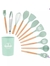 Kit Conjunto De Utensílios Silicone Com Cabo Madeira Concha/Espátula/Colher Com Balde - FAST VARIEDADES