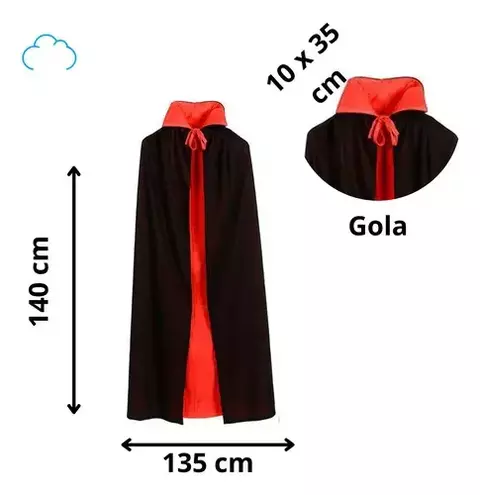 CAPA VAMPIRO HALLOWEEN 1,40CM DEA