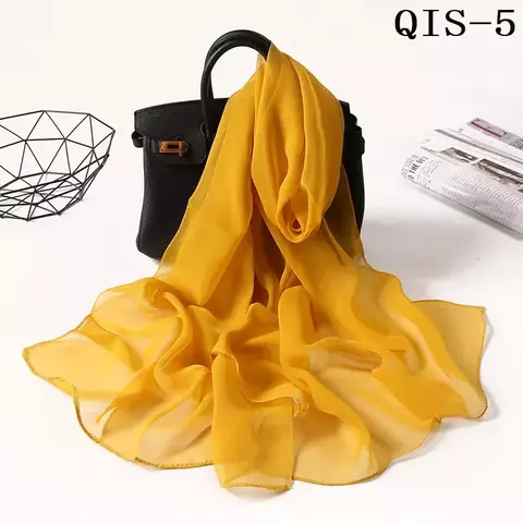 Lenço Feminino Elegante em Chiffon Georgette – Foulard Longo com Gradiente e Proteção Solar para o Verão