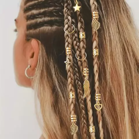 Anéis de Cabelo para Dreadlocks, Tranças, Estilo Hippie e Boêmio - Conjunto 45pcs