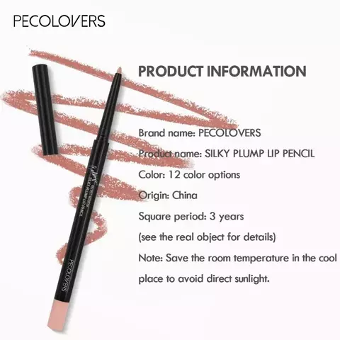 Batom Lápis Labial 2 em 1 – Contorno Fosco Hidratante, À Prova d'Água e com Efeito Antiaderente