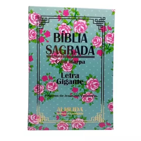 Bíblia Sagrada Capa Dura com Harpa - Flor Verde Claro