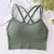Sexy feminino topos de volta cruz cinta regata push up correndo sutiã esportivo - EasyShop