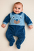 Macacão Plush Azul com Bordado de Ursinho