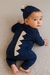 Body Dino com Touca azul-marinho