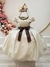 Vestido Infantil Cor Camurça C/ Bolero Cetim Broche de Laço - loja online