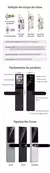 Imagem do Fechadura inteligente para porta, brasil, tuya, voz portuguesa, fechadura eletrônica digital, wi-fi, aplicativo, senha de impressão digital, desbloqueio rfid para casa