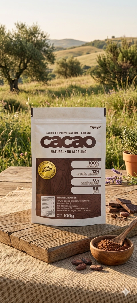 Cacao en Polvo Natural No Alcalino Sin Azúcar