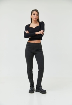Calza ecocuero combinada punto roma - tienda online
