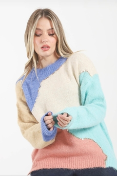 Sweater tricolor vt 53694 - comprar online