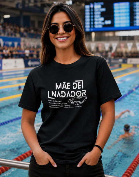 Camiseta Mãe de Nadador 100% Algodão Premium