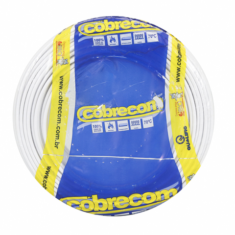 Cabo Flexível 750V 0,5mm Branco Rolo Com 100 Metros.