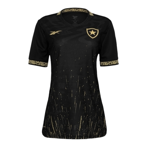 Camisa Botafogo II 24/25 - Torcedor Reebok Feminina - Preta com detalhes em dourado
