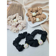 Elástico de cabelo 2 Pçs scrunchies para mulheres cor solida Com detalhe Perolizado