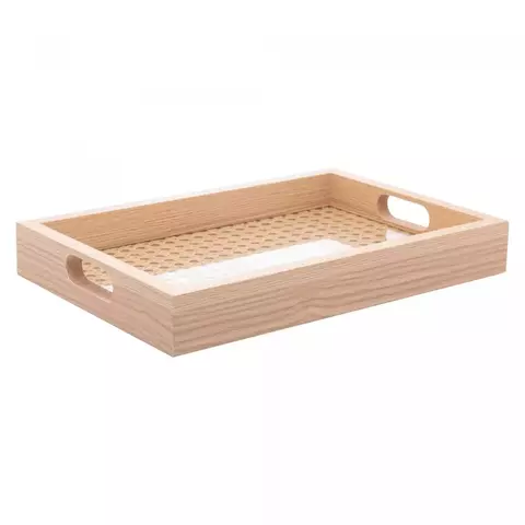 Bandeja Retangular de Mdf com Fundo Treliça 31,5cm x 4cm x 21,5cm