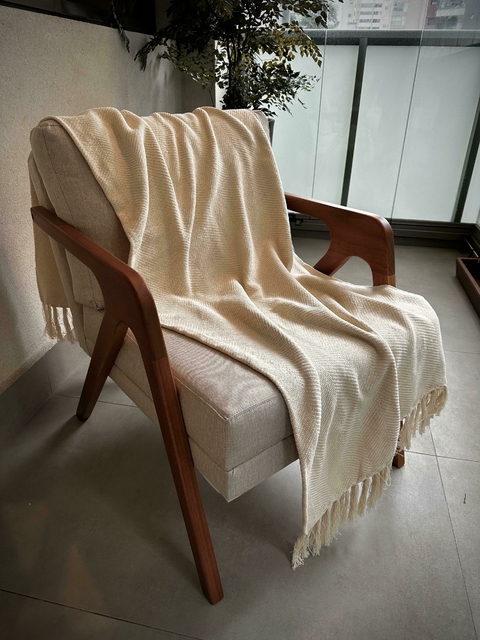 Manta Decorativa Bege Crua 100% Algodão - comprar online