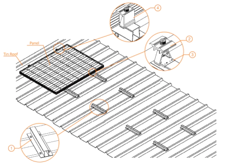 Estructura de aluminio coplanar mini para 4 paneles grandes, 4.8 metros, 8 patas L - comprar online