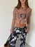 Sweater Crop Tejido Hilo Bohemian Girl Camel - comprar online