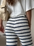 Pantalón Tejido De Algodón Rayado Navy Blue en internet