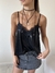 Top Lencero Metalizado Amorcito Mio Negro