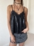 Top Lencero Metalizado Amorcito Mio Negro - Feria Bajo Costo
