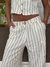 Pantalon Sastrero Calmado Rayado Blanco