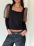 Top Manga Larga Organza Heidi Negro - comprar online