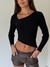 Sweater Tejido Morley Terminación Asimétrica Negro - comprar online