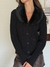 Cardigan Cuello Piel Desmontable Negro - Feria Bajo Costo
