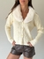 Cardigan Cuello Piel Desmontable Crema - comprar online