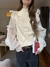 Sweater Manga Organza Indigo. Crema - comprar online