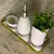 Kit Banheiro Lavado em Porcelana Branca com Detalhe Prateado Linha Malta – 3 Peças