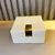 Caixa Quadrada Decorativa em MDF com Couro Sintético na Cor Areia e Detalhe Dourado – 16x8x15cm - comprar online