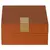 Caixa Quadrada Decorativa em MDF com Couro Sintético Mocca e Detalhe Dourado – 16x8x15cm na internet